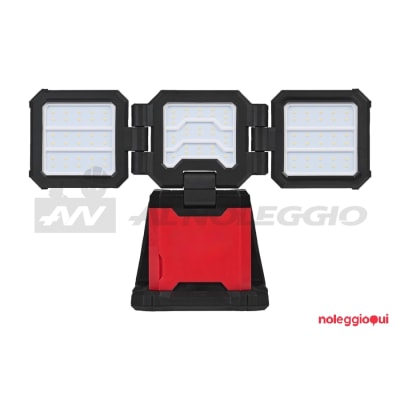 Noleggio Luce led da cantiere con 3 teste multidirezionali a batteria/corrente
