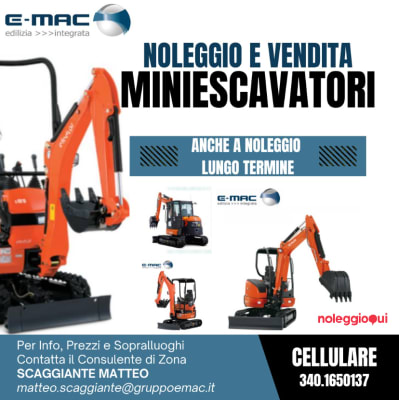 Noleggio Miniescavatore Kubota U18