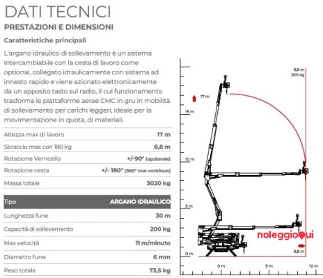 Noleggio Piattaforma aerea cingolata 19 mt